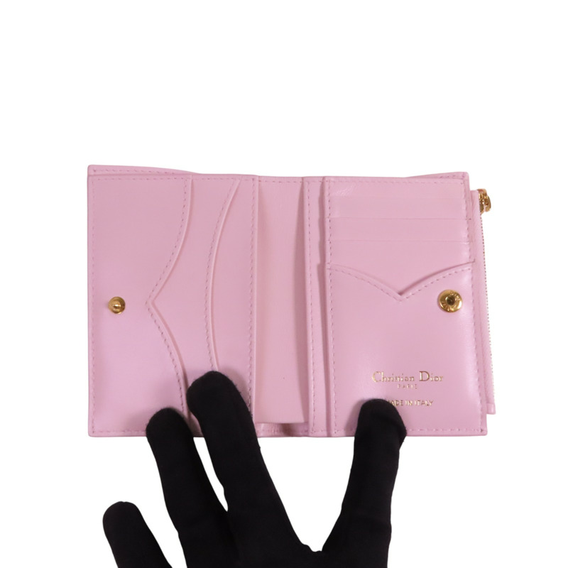 Dior 羊皮皮革Dioramour Dior Short Wallet金扣短錢包-4