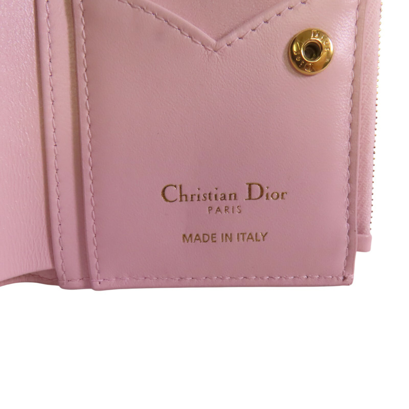 Dior 羊皮皮革Dioramour Dior Short Wallet金扣短錢包-6