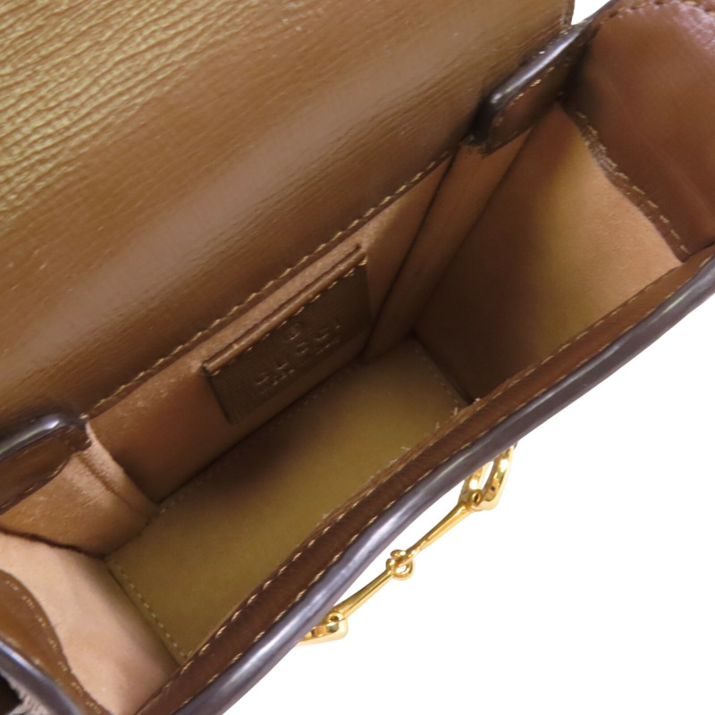 GUCCI 塗層帆布Horsebit 1955 Mini金扣肩背袋-4