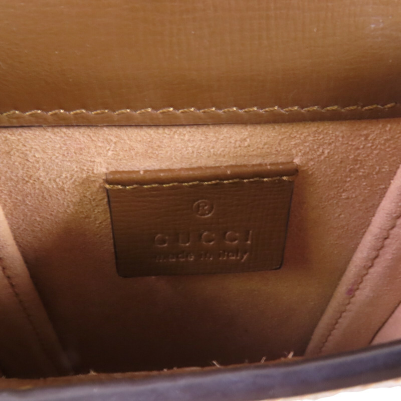 GUCCI 塗層帆布Horsebit 1955 Mini金扣肩背袋-5