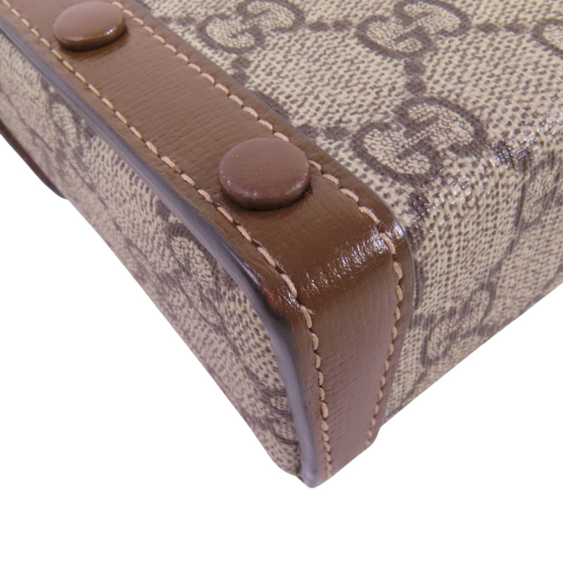 GUCCI 塗層帆布Horsebit 1955 Mini金扣肩背袋-12