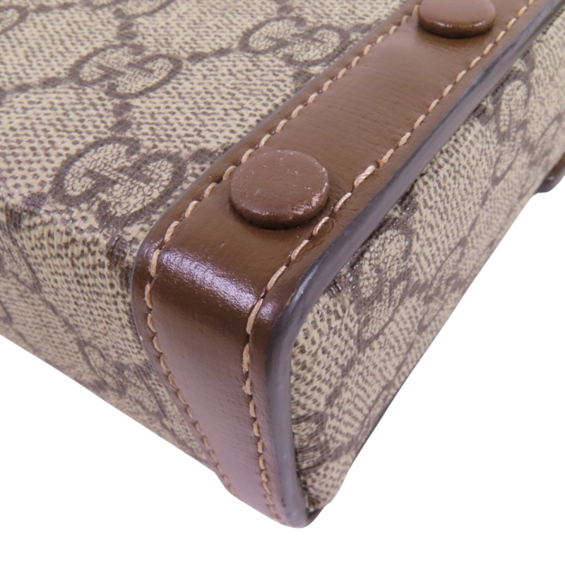 GUCCI 塗層帆布Horsebit 1955 Mini金扣肩背袋-13