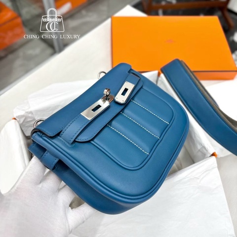 🌈Hermes💙Mini Berline💙1P鴨子藍銀扣💙99新🌟Evercolor皮🌟