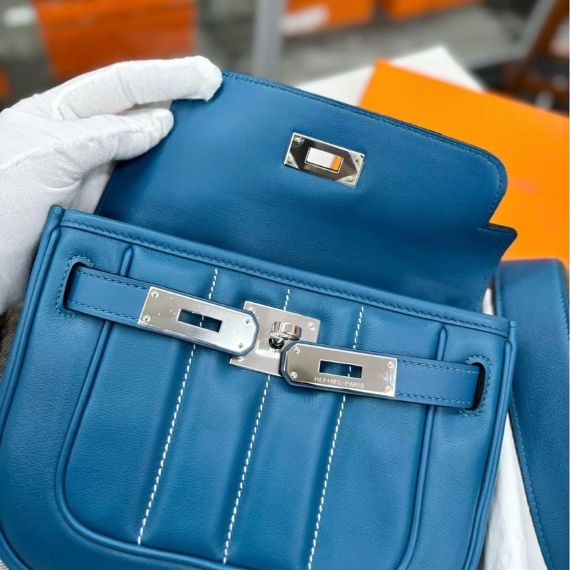 🌈Hermes💙Mini Berline💙1P鴨子藍銀扣💙99新🌟Evercolor皮🌟-1