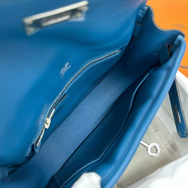 🌈Hermes💙Mini Berline💙1P鴨子藍銀扣💙99新🌟Evercolor皮🌟-2