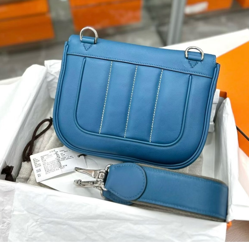 🌈Hermes💙Mini Berline💙1P鴨子藍銀扣💙99新🌟Evercolor皮🌟-7