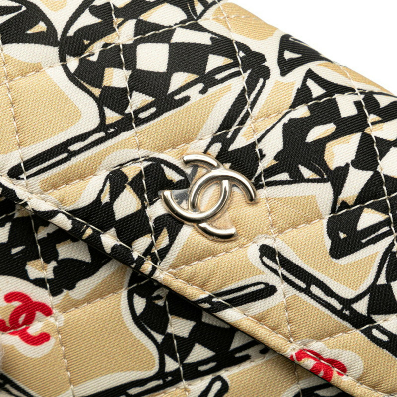 香奈兒 (CHANEL) 菱格紋 Coco Mark 迷你斜背鏈條包,米色和黑色棉質皮革材質。女士款。-3