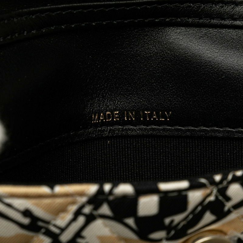 香奈兒 (CHANEL) 菱格紋 Coco Mark 迷你斜背鏈條包,米色和黑色棉質皮革材質。女士款。-7