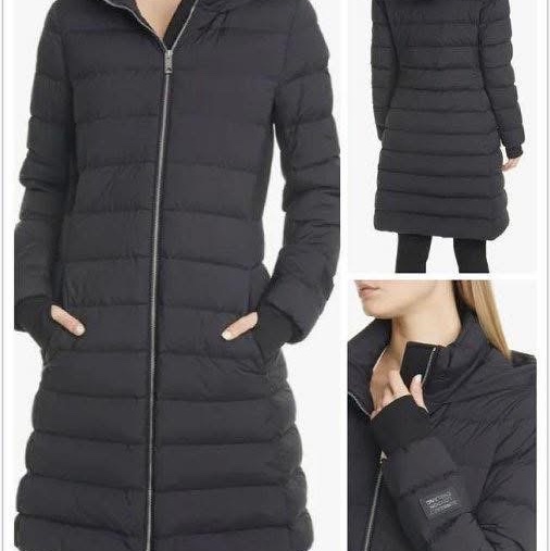 BURBERRY英國黑色連帽鵝絨大衣M-0