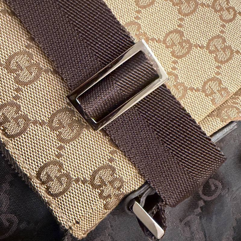 GUCCI古馳 GG LOGO緹花布斜背包 側背包 九成九新-4