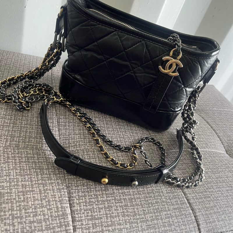 二手 正品 香奈兒 小號黑色流浪包-5