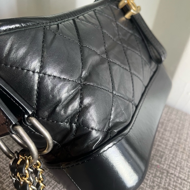 二手 正品 香奈兒 小號黑色流浪包-6