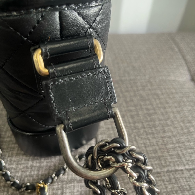 二手 正品 香奈兒 小號黑色流浪包-23