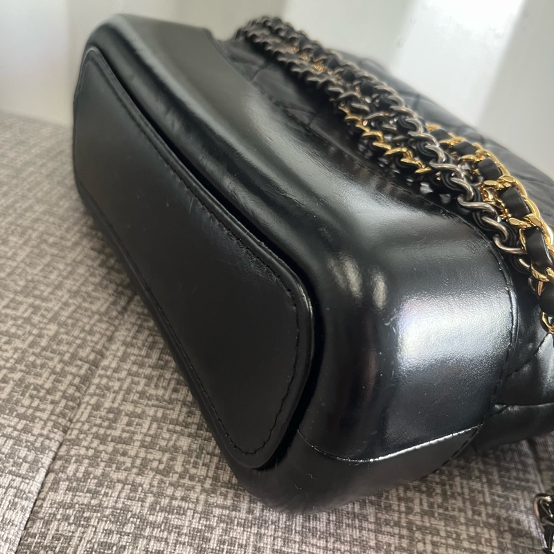 二手 正品 香奈兒 小號黑色流浪包-46