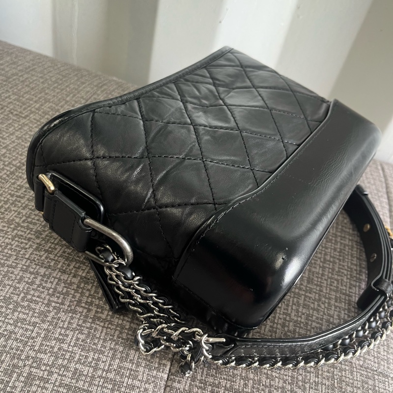 二手 正品 香奈兒 小號黑色流浪包-48