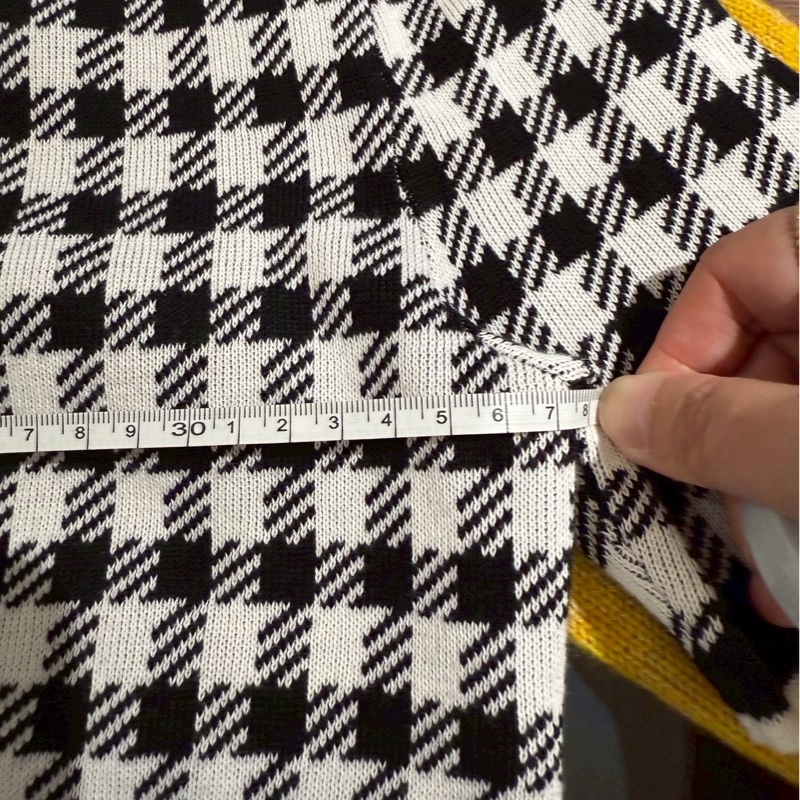 Miu Miu 黑白格小香風短袖針織開衫 36碼-4