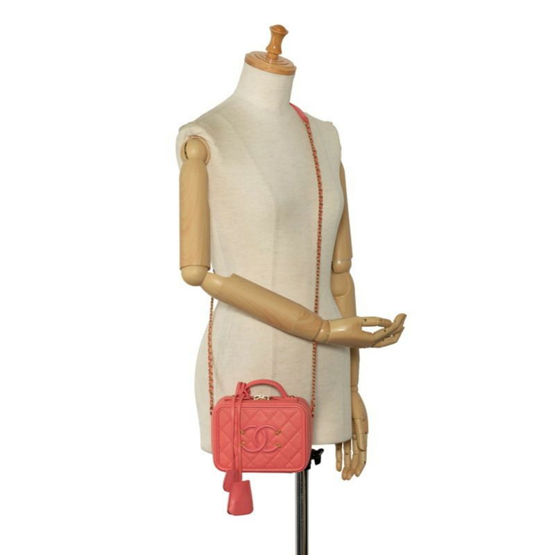 香奈兒 (CHANEL) 絎縫 Coco Mark CC 標誌手提包/單肩包,兩用款,粉紅色魚子醬紋皮革,女士-10