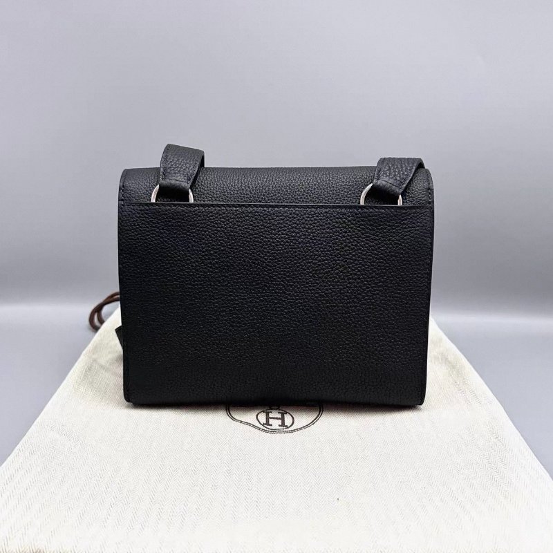 HERMES sac a depeches21黑銀肩背斜背包21*17*4 全新閒置配件塵袋鑰匙-5