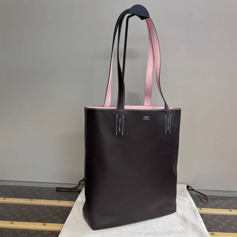 HERMES 新款烏木色櫻花粉Sens35雙面托特包 29*35*11 全新閒置配件盒子購證塵袋-1