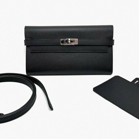 HERMES 黑銀kelly長款錢包 20*11*2. 98新配件塵袋