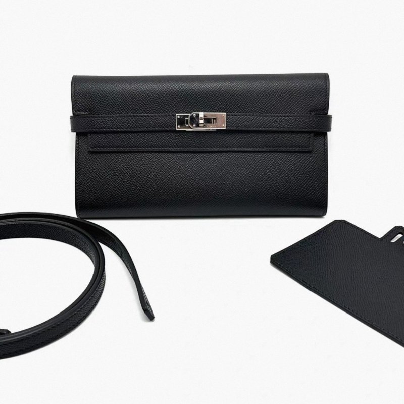 HERMES 黑銀kelly長款錢包 20*11*2. 98新配件塵袋-0