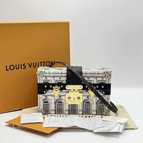 LV 盧浮宮聯名 Trunk Clutch硬盒子肩背斜背包芯片款20*12*5 98新配件盒子塵袋購證