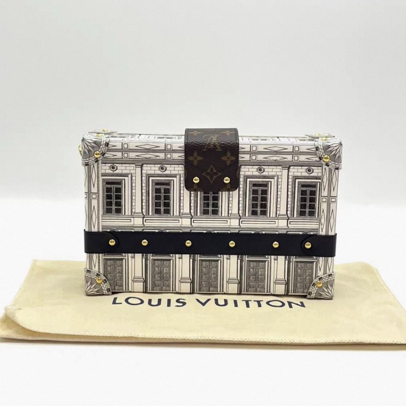 LV 盧浮宮聯名 Trunk Clutch硬盒子肩背斜背包芯片款20*12*5 98新配件盒子塵袋購證-5