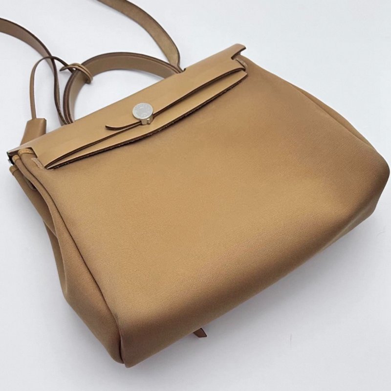 HERMES 帆布拼皮herbag31手提斜背包31*25*11 98新配件塵袋吊牌鎖鑰匙-4
