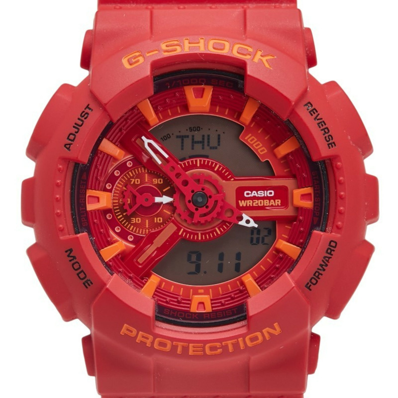 卡西歐藍紅系列男士石英錶 GA-110AC-4AJF，石英機芯，樹脂錶背-0