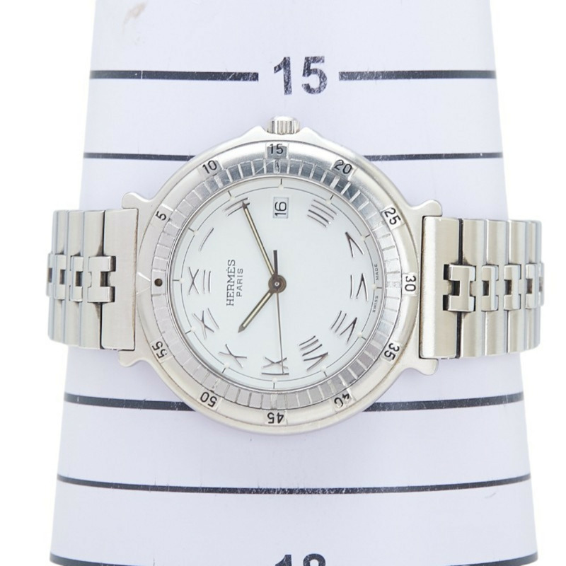 愛馬仕 Captain Nemo 石英腕錶,白色錶盤,不鏽鋼錶殼,女士款-6
