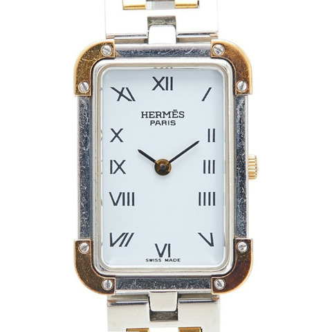 愛馬仕 Cloiseur 腕錶 CR1.220 石英機芯 白色錶盤 不鏽鋼鍍層 女士款