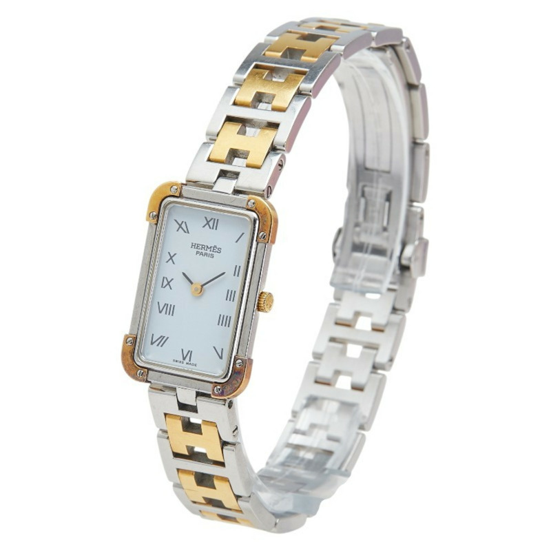 愛馬仕 Cloiseur 腕錶 CR1.220 石英機芯 白色錶盤 不鏽鋼鍍層 女士款-1