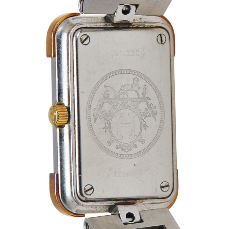 愛馬仕 Cloiseur 腕錶 CR1.220 石英機芯 白色錶盤 不鏽鋼鍍層 女士款-3