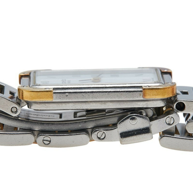 愛馬仕 Cloiseur 腕錶 CR1.220 石英機芯 白色錶盤 不鏽鋼鍍層 女士款-5