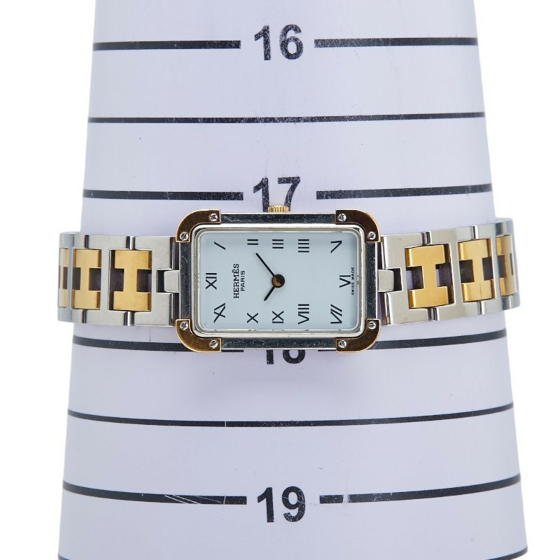 愛馬仕 Cloiseur 腕錶 CR1.220 石英機芯 白色錶盤 不鏽鋼鍍層 女士款-7