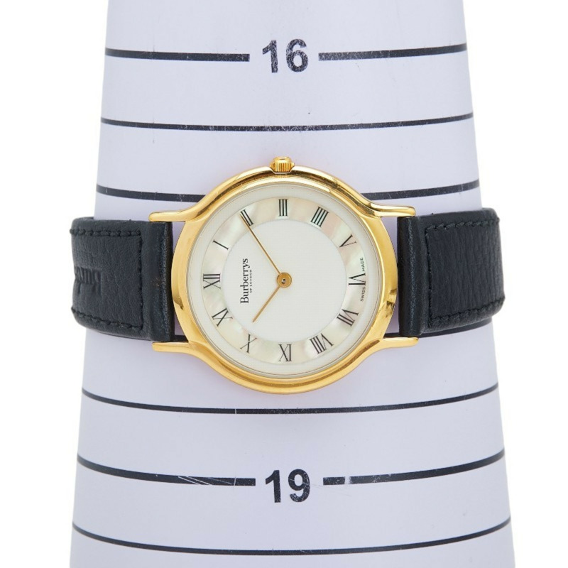 Burberry 女士石英腕錶，白色錶盤，不鏽鋼錶殼和皮革錶帶-9