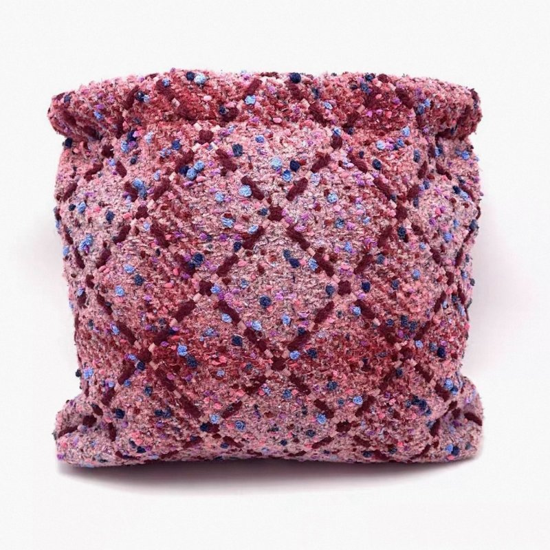 CHANEL 粉色毛呢22bag中號子母肩背包36*36*7.5 98新配件塵袋-5