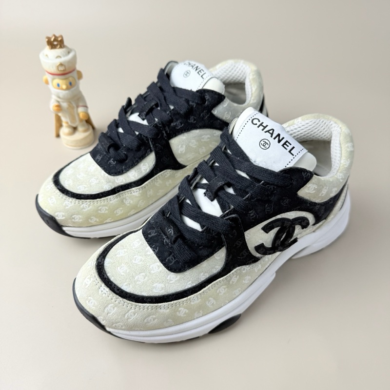 CHANEL/香奈兒 黑白雙C滿印熊貓休閒鞋 36碼-7