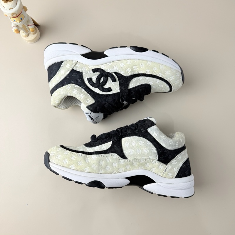 CHANEL/香奈兒 黑白雙C滿印熊貓休閒鞋 36碼-10