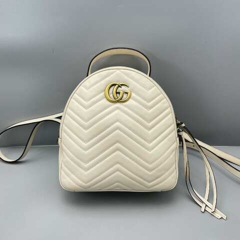 Gucci古馳馬蒙白金后背包