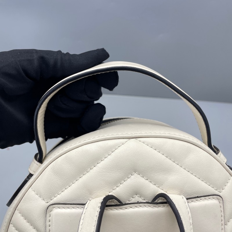 Gucci古馳馬蒙白金后背包-7