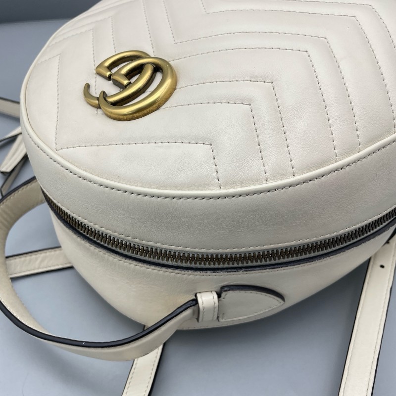 Gucci古馳馬蒙白金后背包-10