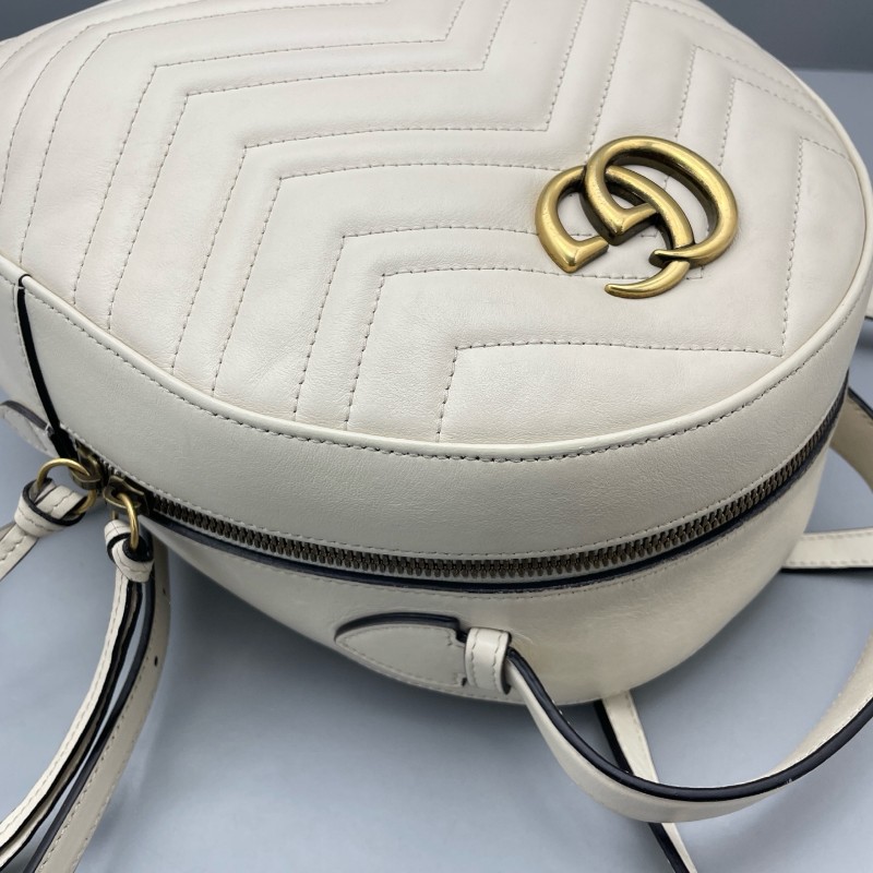 Gucci古馳馬蒙白金后背包-11