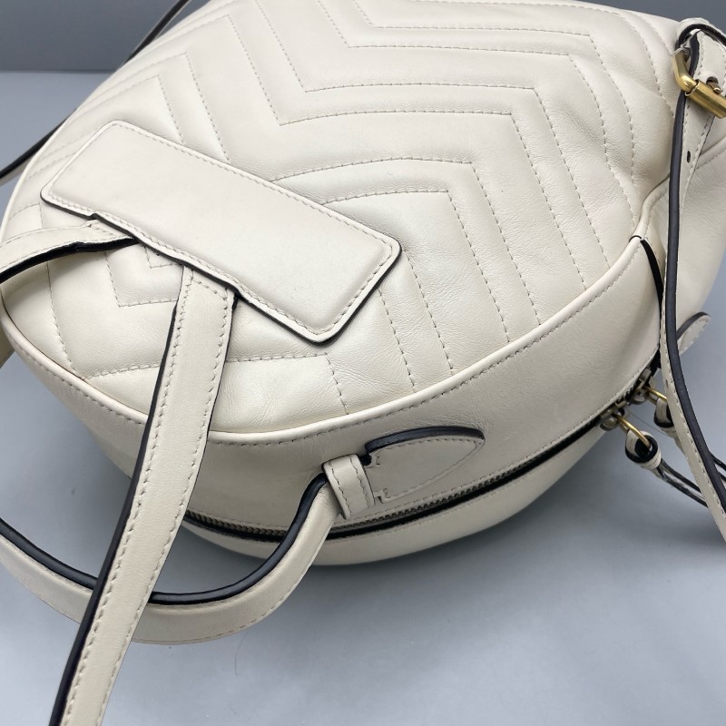 Gucci古馳馬蒙白金后背包-15