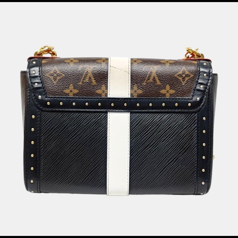 LOUIS VUITTON TWIST 中號棕色塗層帆布老花印花單肩包斜挎包金色五金-4