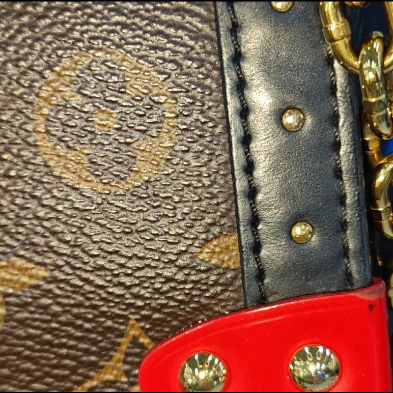 LOUIS VUITTON TWIST 中號棕色塗層帆布老花印花單肩包斜挎包金色五金-10