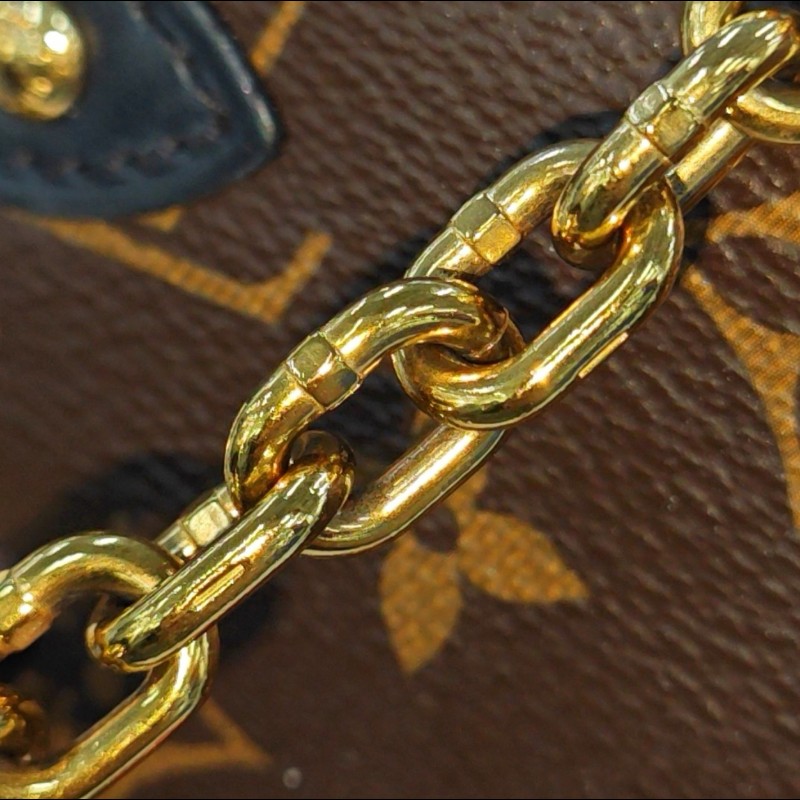 LOUIS VUITTON TWIST 中號棕色塗層帆布老花印花單肩包斜挎包金色五金-20