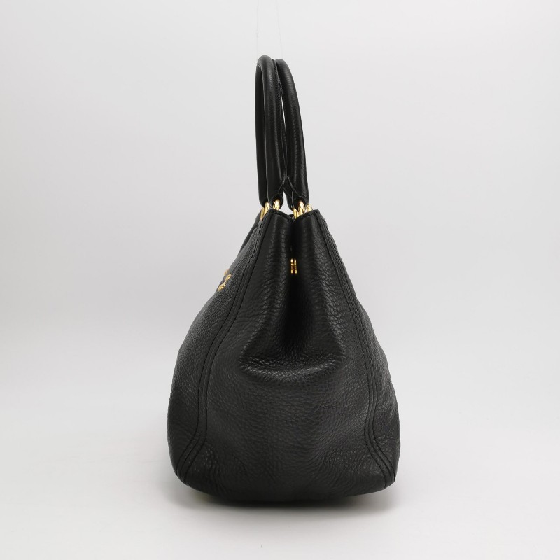 Prada 牛皮黑色金字母Logo手提包肩背包-2