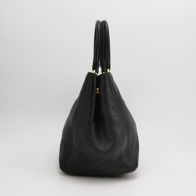 Prada 牛皮黑色金字母Logo手提包肩背包-3