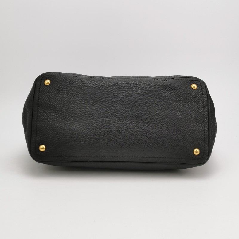 Prada 牛皮黑色金字母Logo手提包肩背包-5